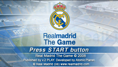 Real Madrid: The Game title screen for PSP